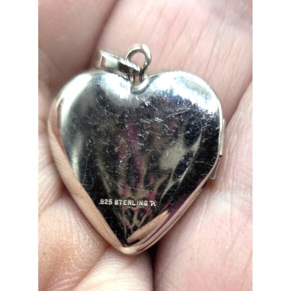 Sterling Silver Heart Cross Engraved Locket Pendant - Picture 3 of 5